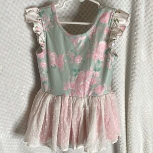 Cheeky Plum Pink and Green floral leotard